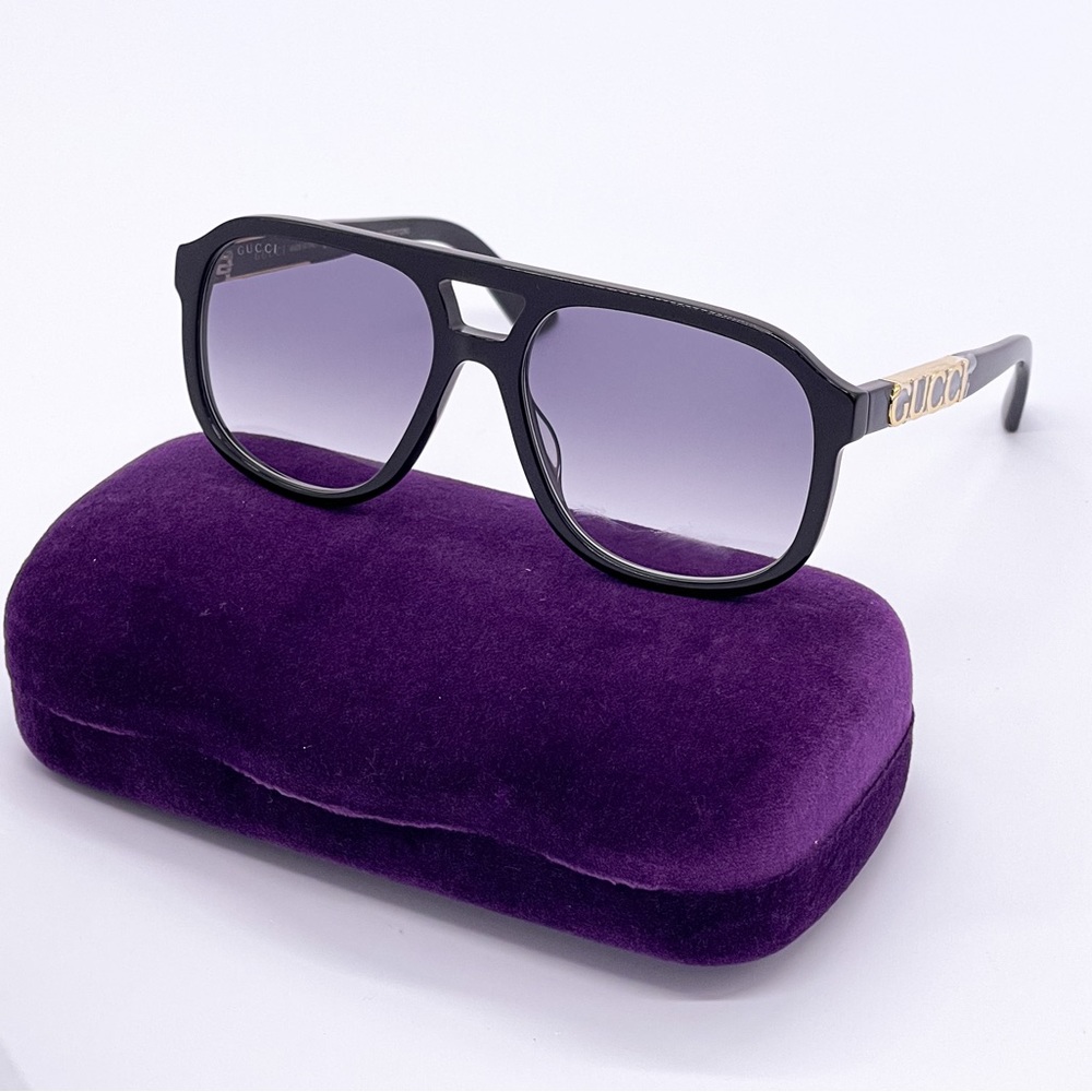 NEW GUCCI GG1188S 002 AVIATOR BLACK GREY SUNGLASSES GUCCI